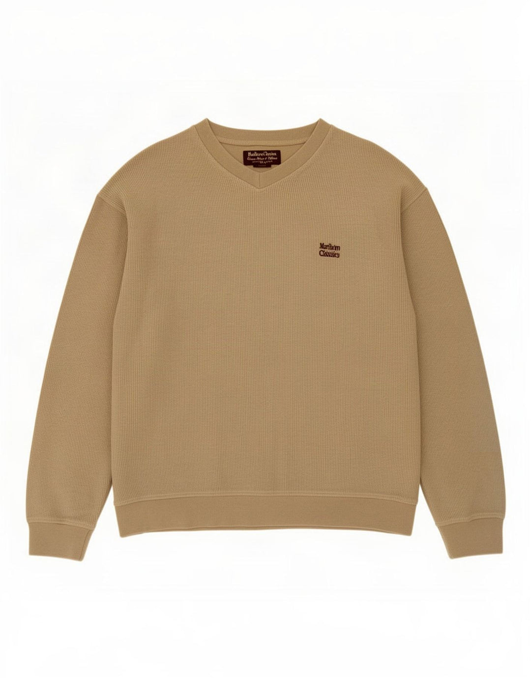 Marlboro Classics Top da uomo a manica lunga grande in cotone kaki