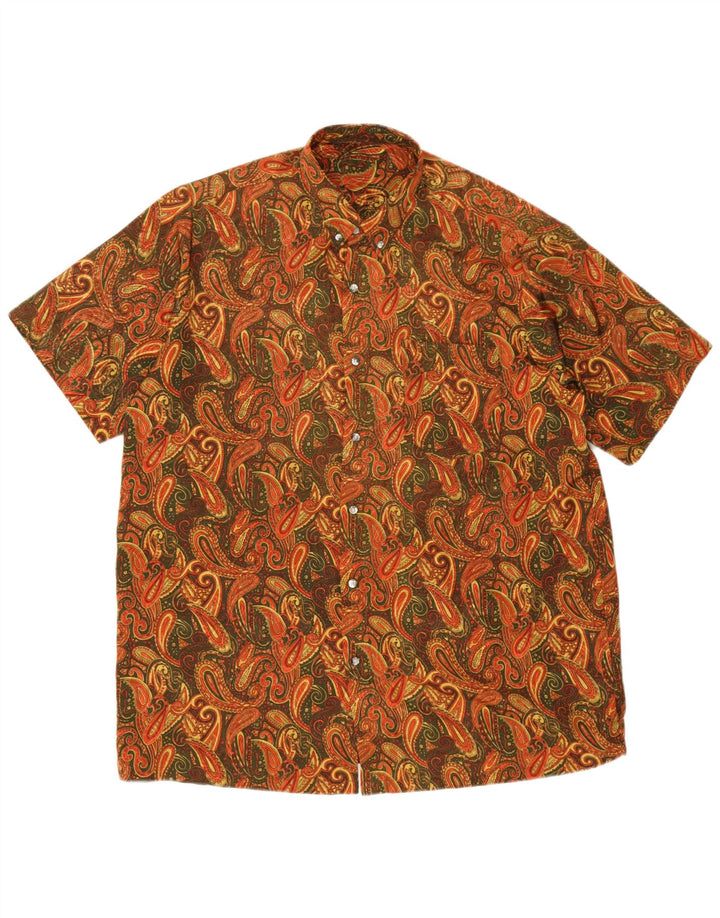 Camicia vintage da uomo a maniche corte XL multicolore con motivo cachemire