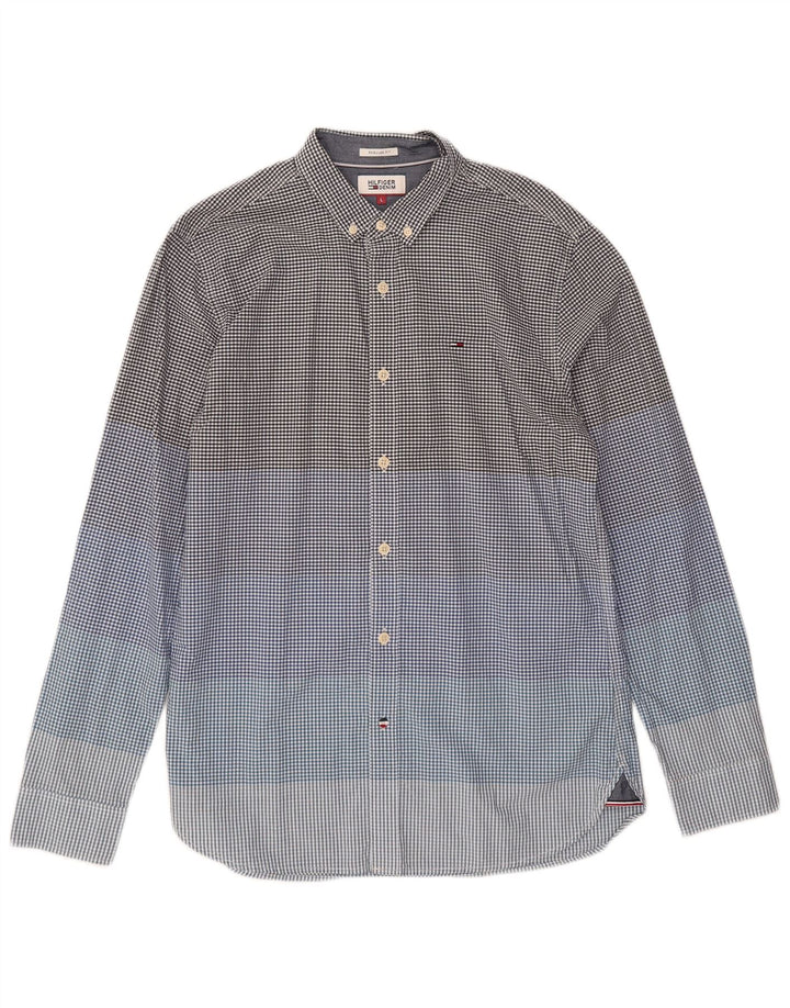 Tommy Hilfiger Uomo Regular Fit Camicia Large Blu in cotone a quadretti