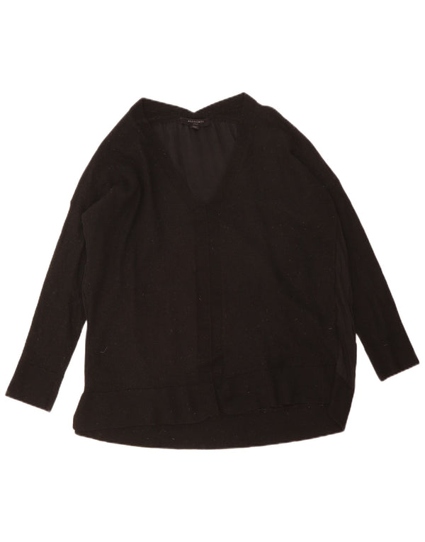 Maglione da donna con scollo a V vestibilità ampia da donna di All Saints UK 16 grande lana nera