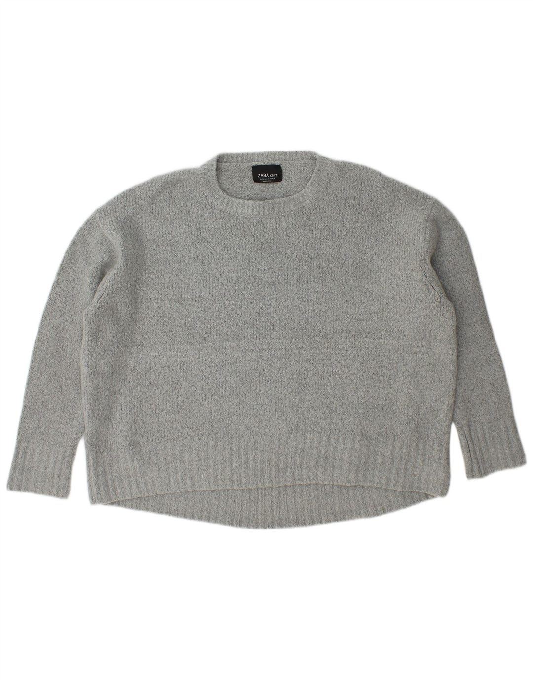 Maglione girocollo oversize da donna Zara UK 14 Acrilico grigio medio