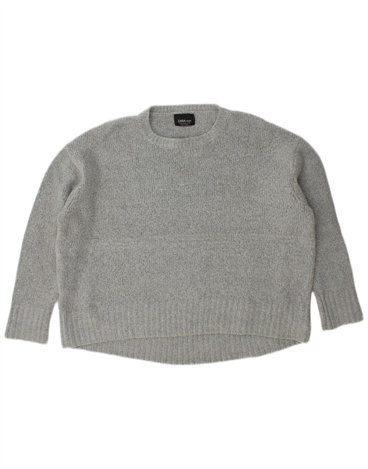 Maglione girocollo oversize da donna Zara UK 14 Acrilico grigio medio