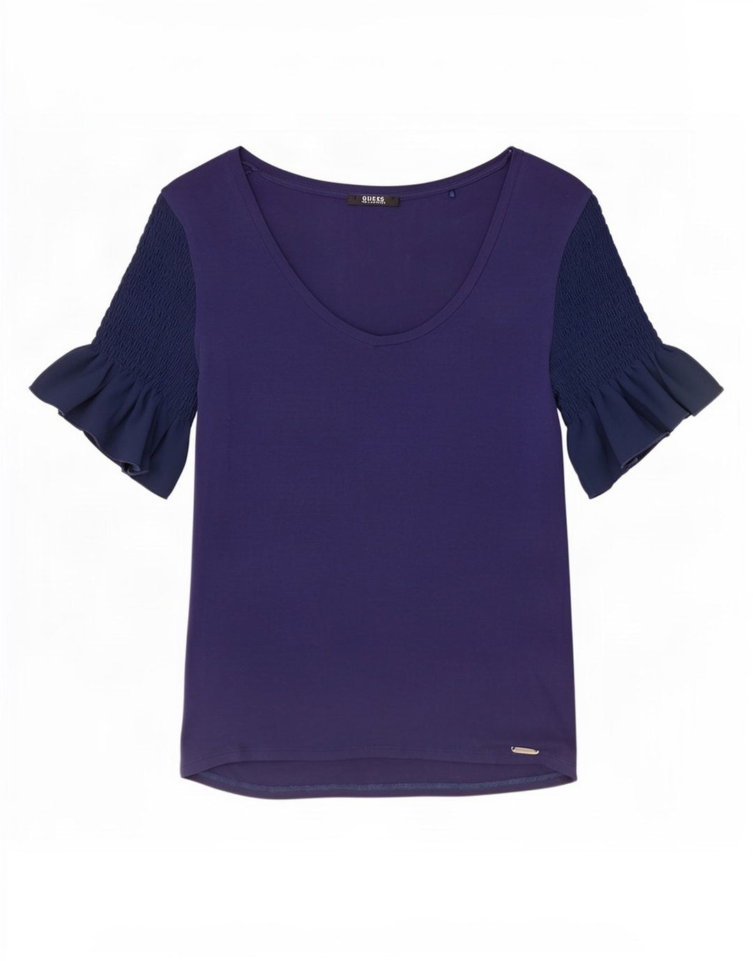 Guess Camicetta da donna Top UK 8 Small Blu navy Colourblock Rayon