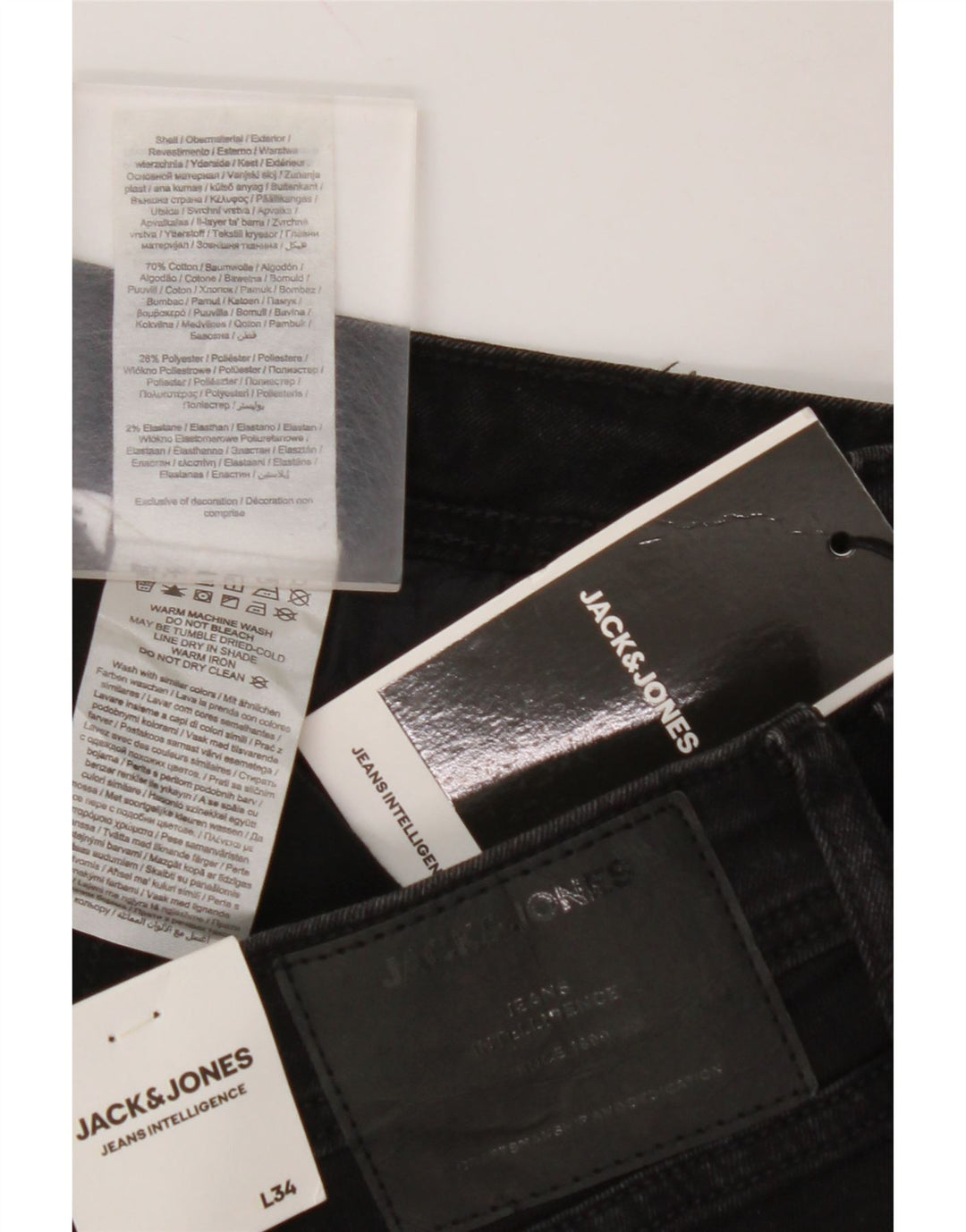 JACK & JONES Jeans skinny Tom da uomo W32 L34 cotone nero