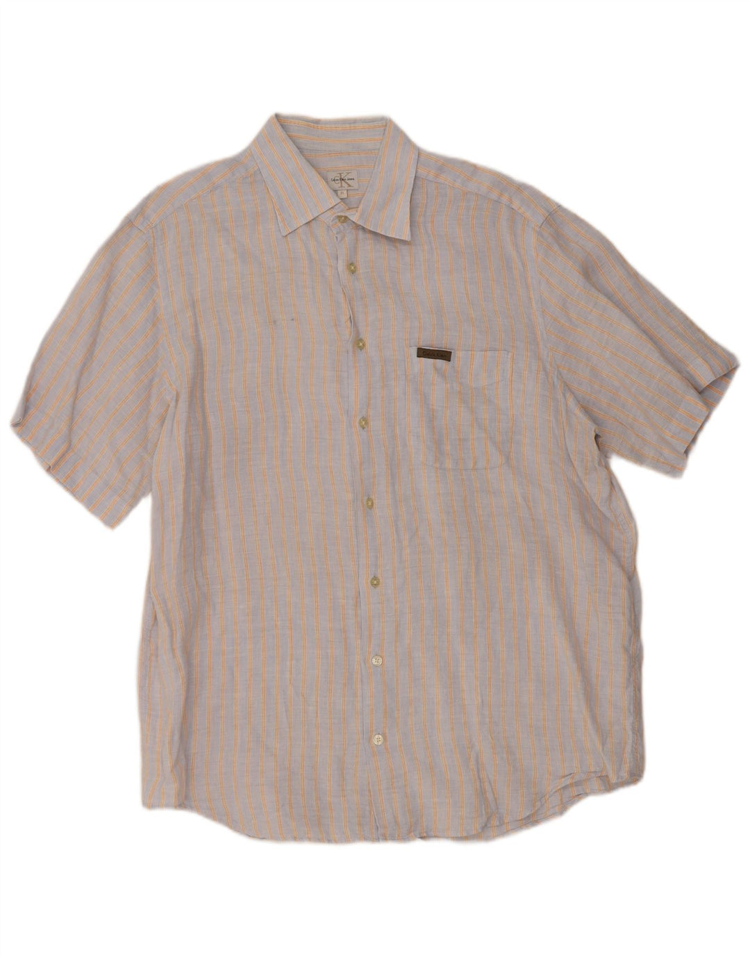Camicia a maniche corte da uomo Calvin Klein Jeans XL a righe grigie