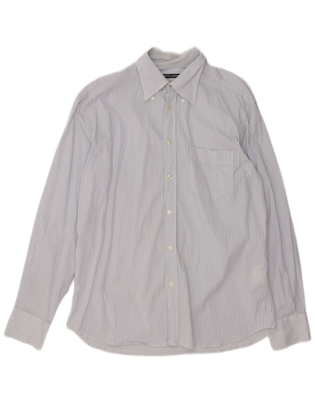 Camicia Uomo Dolce & Gabbana Grande Cotone Gessato Blu
