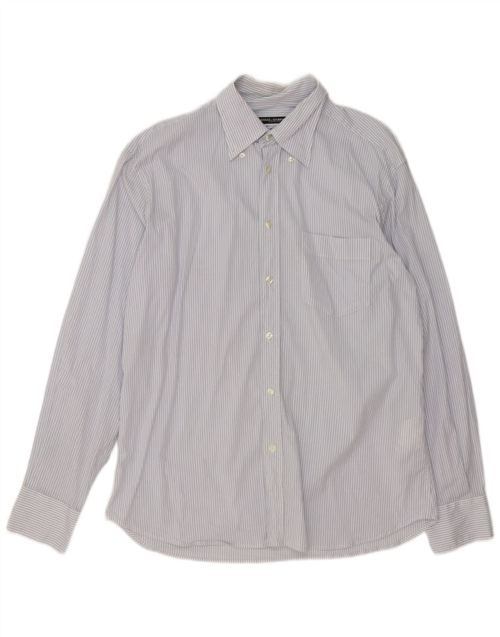 Camicia Uomo Dolce & Gabbana Grande Cotone Gessato Blu