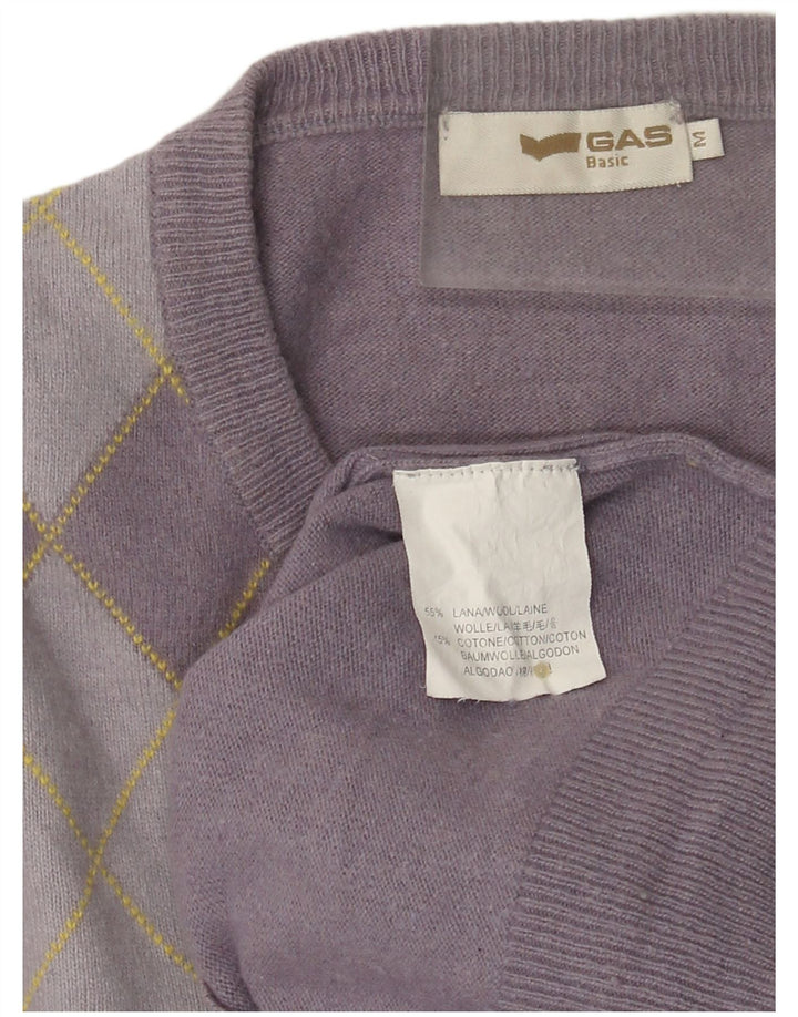 Maglione da donna con scollo a V GAS UK 14 Argyle/diamante viola medio