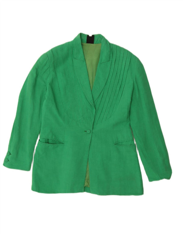STATE OF CLAUDE MONTANA Womens 1 Button Blazer Jacket US 8 Medium Green