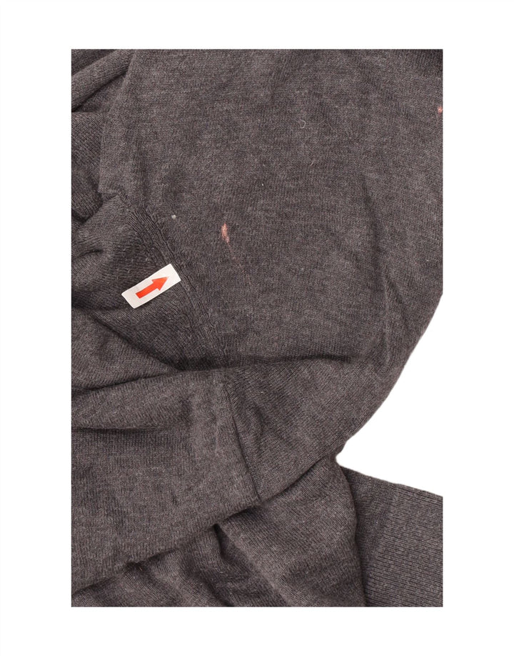 Maglione maglione da uomo con zip e collo Tommy Hilfiger in cotone chiazzato grigio medio
