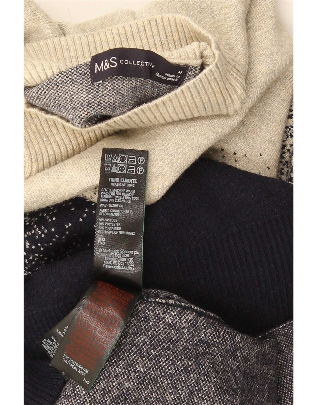 Maglione maglione a collo alto da uomo Marks & Spencer UK 14 medio multicolore