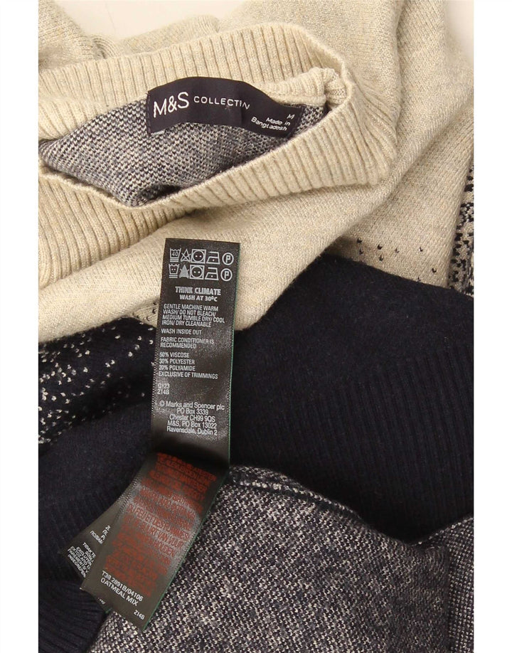 Maglione maglione a collo alto da uomo Marks & Spencer UK 14 medio multicolore