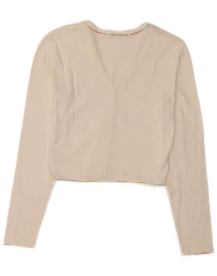 Maglione cardigan corto da donna Benetton UK 8 piccolo bianco