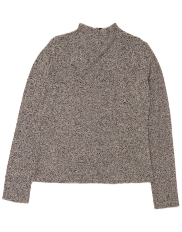 Maglione maglione collo alto da donna Zara UK 16 grande grigio screziato