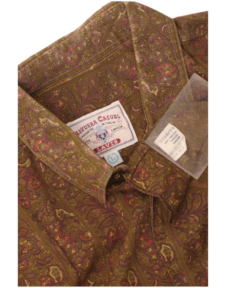 Camicia Azzurra Uomo Large Cachi Paisley Viscosa