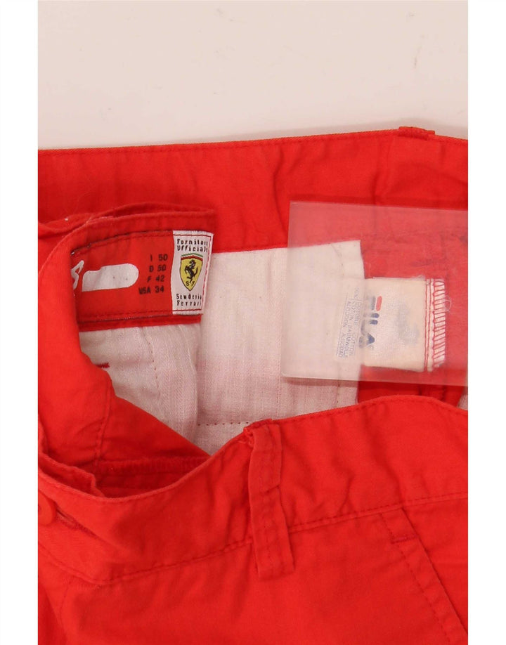 Pantaloncini cargo Fila da uomo Ferrari IT 50 Large W32 in cotone rosso