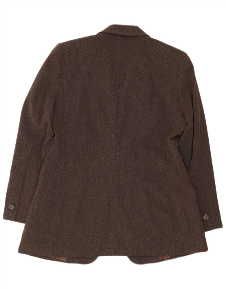 Giacca blazer a 1 bottone Marks & Spencer da donna UK 14 grande viscosa marrone