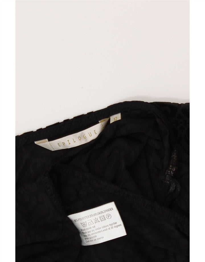 Canottiera aperta da donna in velluto UK 12 Poliestere Paisley nero medio