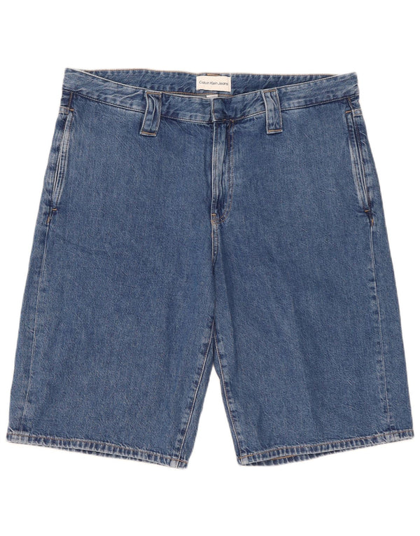 Pantaloncini di jeans da uomo Calvin Klein W36 Large Blu Cotone