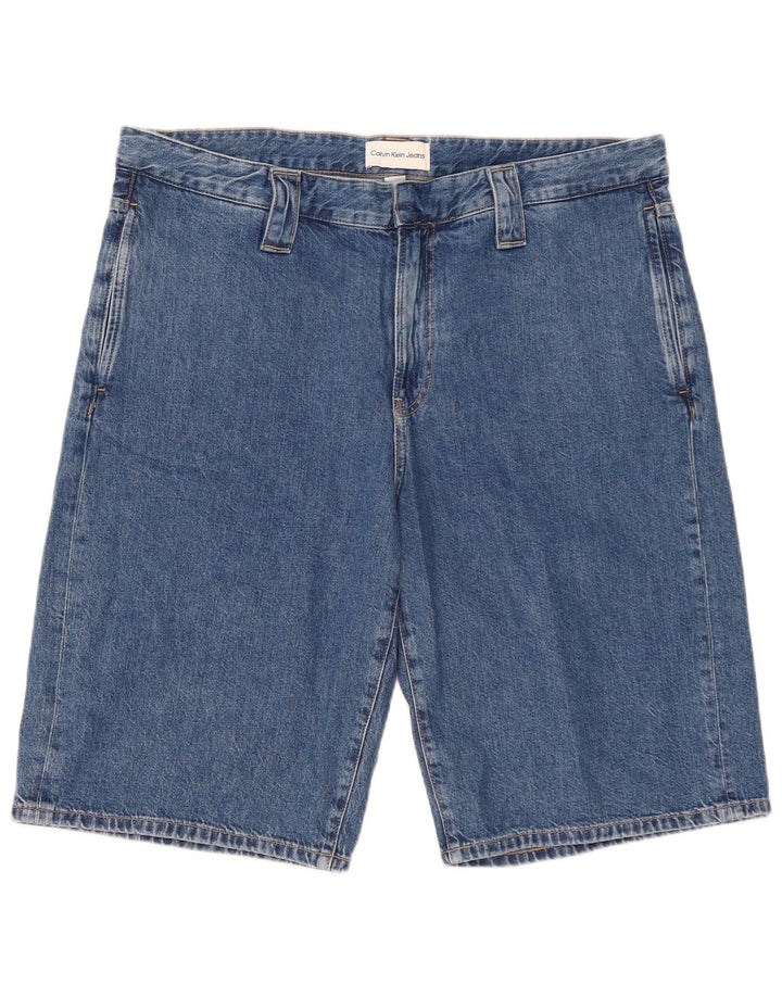 Pantaloncini di jeans da uomo Calvin Klein W36 Large Blu Cotone