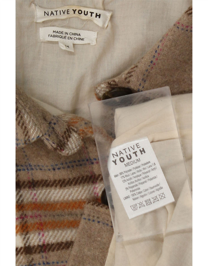 NATIVE YOUTH Camicia oversize in flanella da donna UK 14 Check beige medio