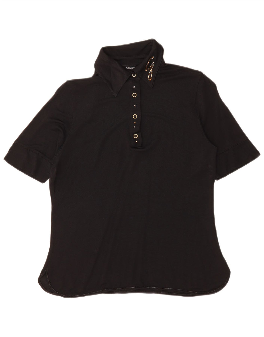 GATTINONI Womens Polo Shirt IT 48 XL Black Viscose