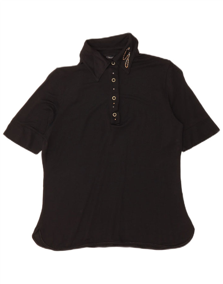 GATTINONI Womens Polo Shirt IT 48 XL Black Viscose