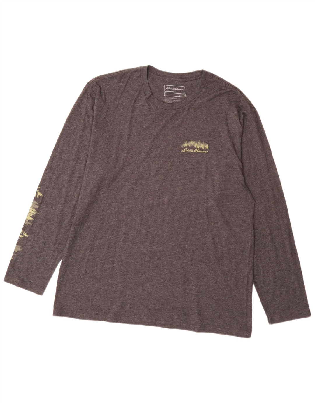 Eddie Bauer Maglietta grafica da uomo a maniche lunghe in cotone chiazzato grigio grande