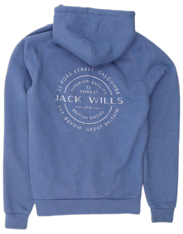 Maglione con cappuccio con zip grafica da uomo Jack Wills piccolo in cotone blu