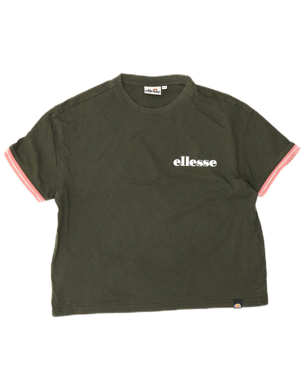 T-shirt oversize da donna Ellesse Top UK 6 XS cotone kaki