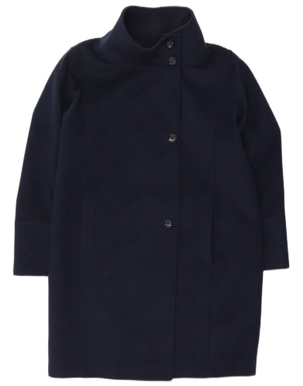 JAEGER Womens Overcoat UK 16 Large  Navy Blue Wool