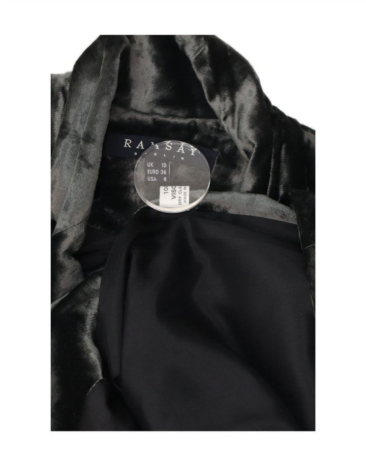 RAMSAY Womens Velvet Overcoat UK 10 Small Black Viscose Vintage Ramsay and Second-Hand Ramsay from Messina Hembry 