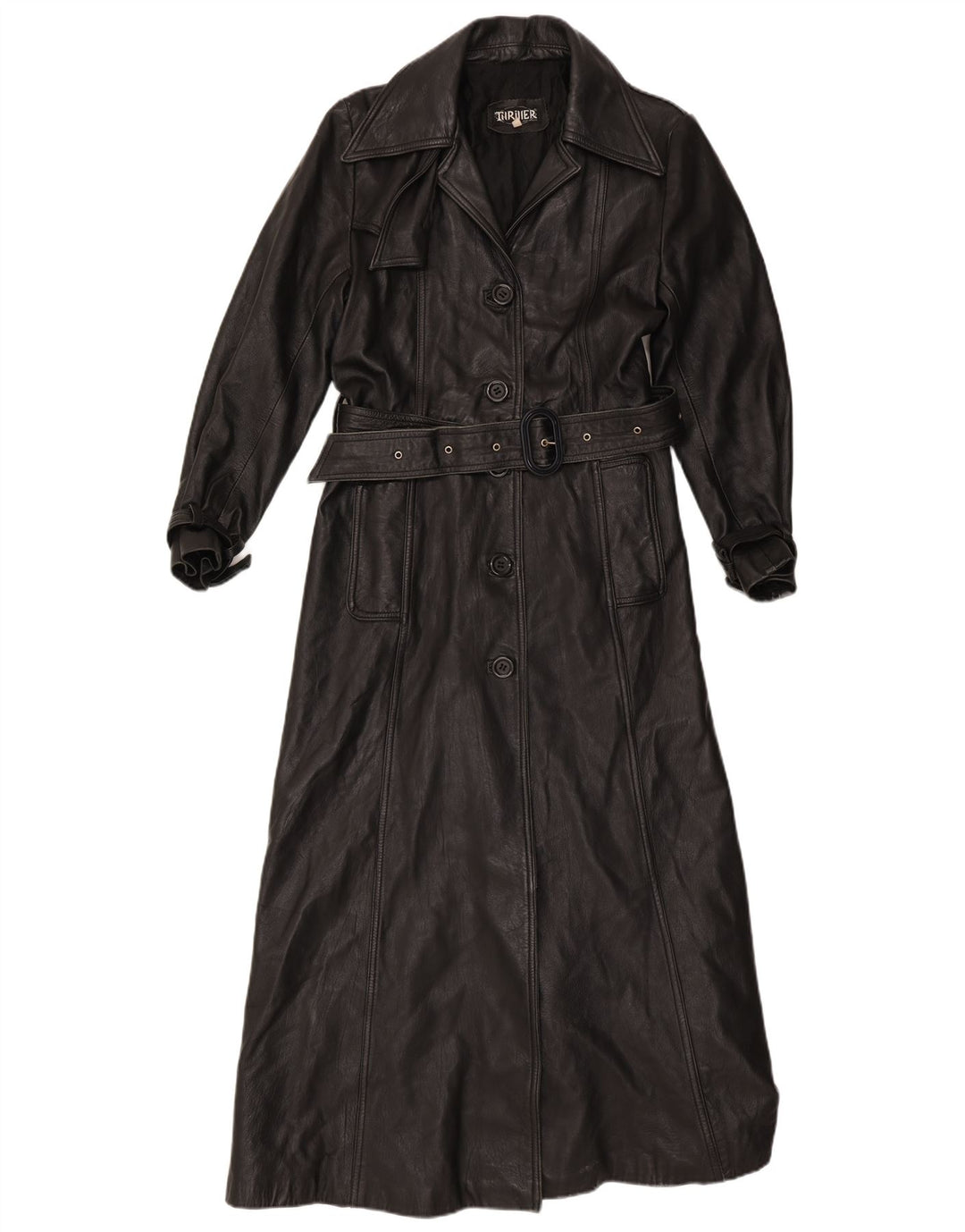 Cappotto in pelle vintage da donna UK 16 grande nero