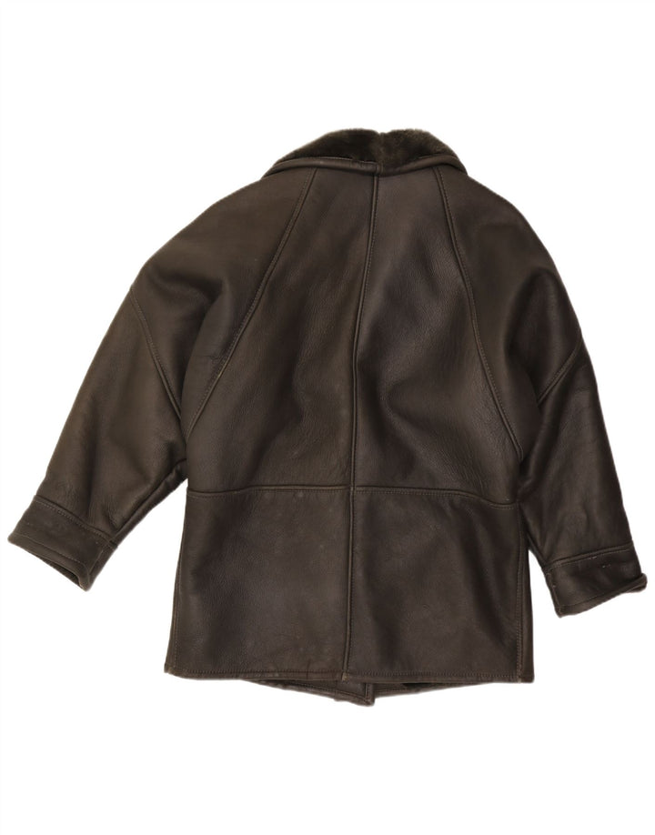 Giacca in shearling da donna VINTAGE UK 16 grande nera