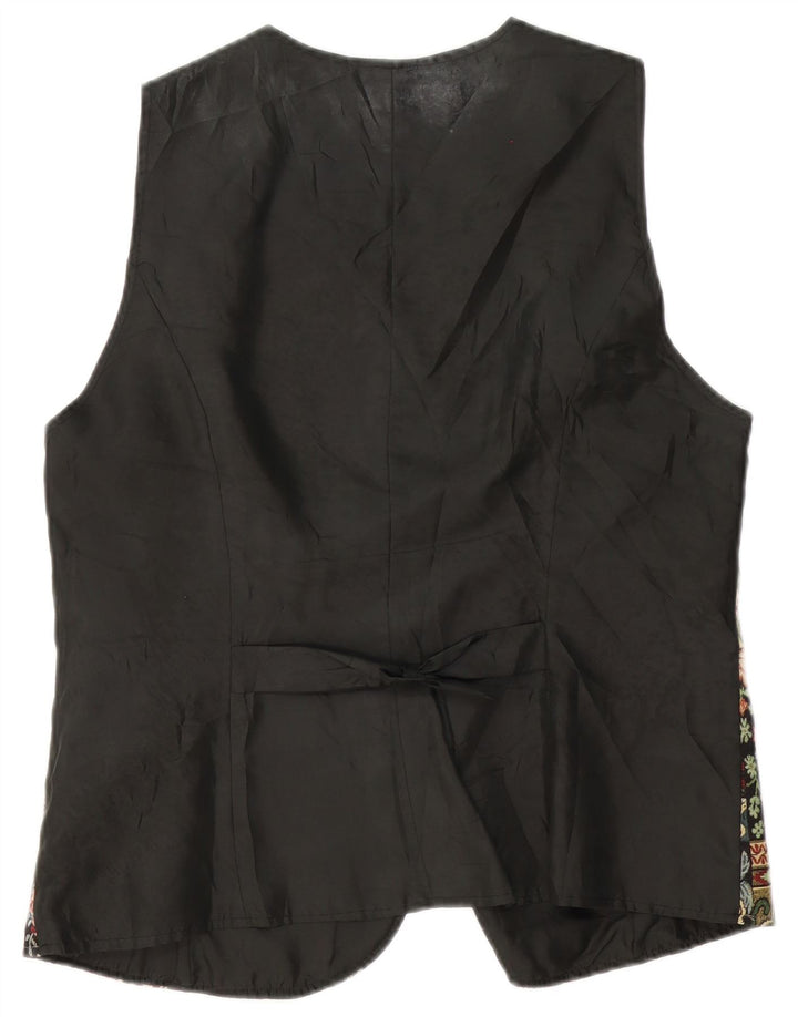 Gilet da donna vintage UK 14 verde medio floreale