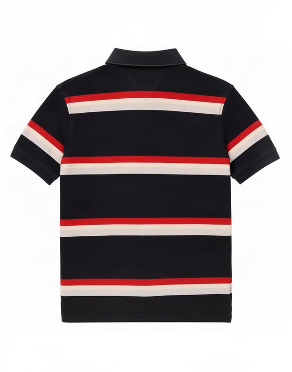 Polo da uomo Tommy Hilfiger grande in cotone a righe blu navy