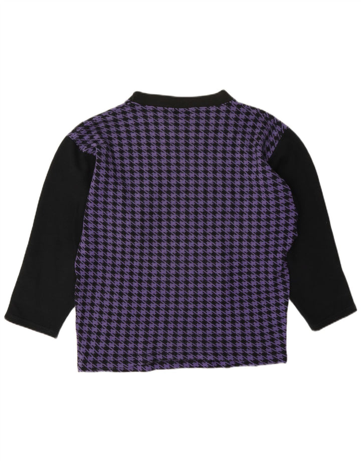 Top da palestra da donna a maniche lunghe UK 14 pied de poule viola medio