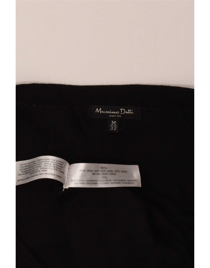 Maglione maglione con scollo a V da donna Massimo Dutti UK 12 seta nera media