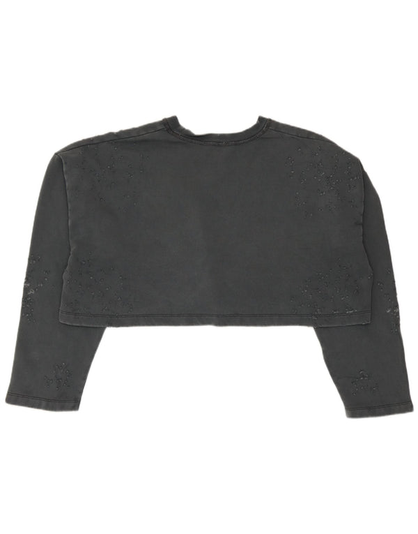 Felpa corta oversize da donna Zara UK 10 piccola in cotone grigio
