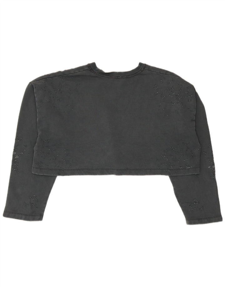 Felpa corta oversize da donna Zara UK 10 piccola in cotone grigio
