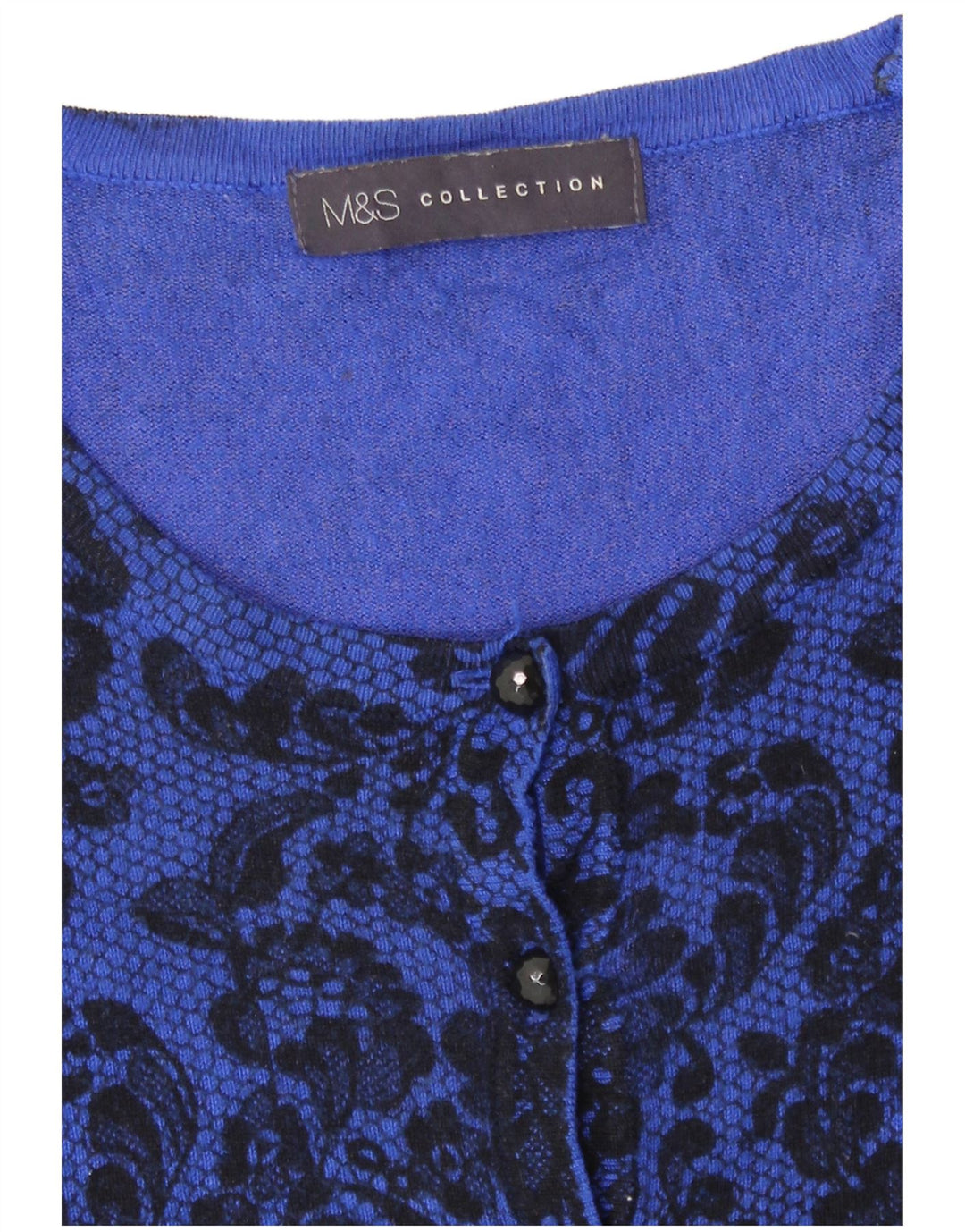 Maglione cardigan da donna Marks & Spencer UK 12 Blu medio floreale