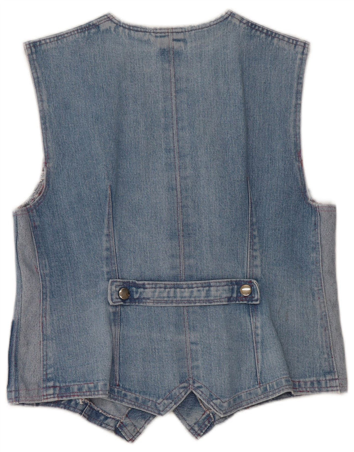 Gilet in denim vintage da donna UK 14 blu medio