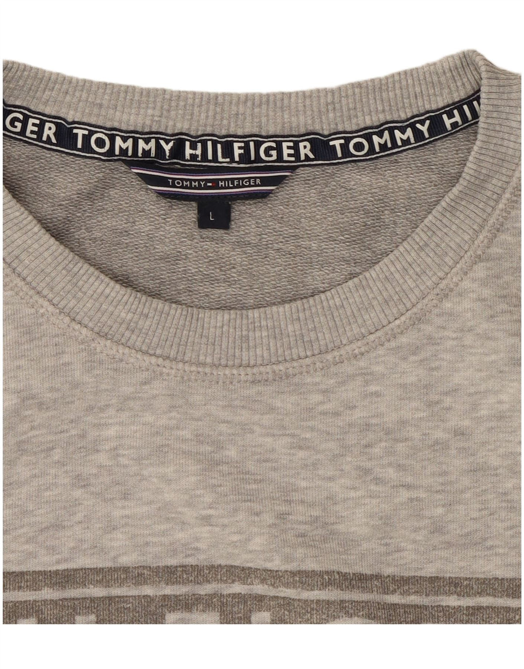 Felpa grafica da donna Tommy Hilfiger Maglione UK 16 Large Grigio