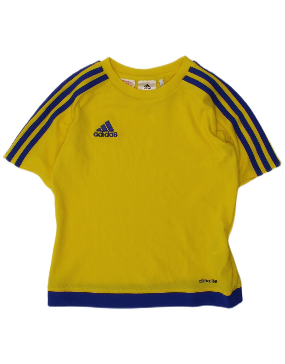 ADIDAS Boys Climalite T-Shirt Top 7-8 Years Yellow Polyester