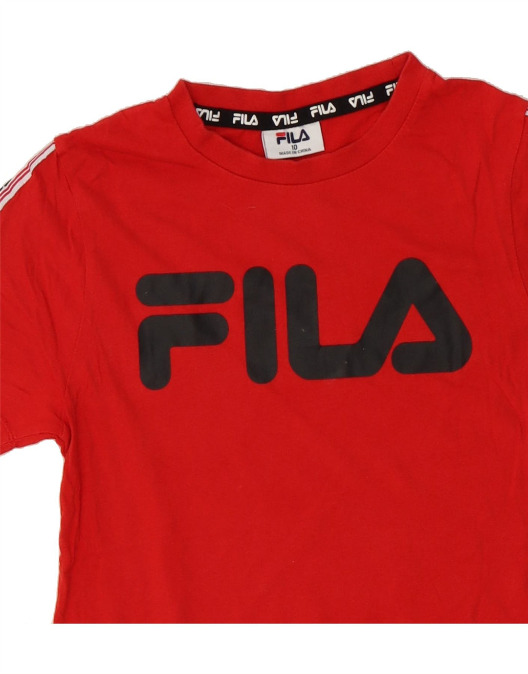 FILA Boys Graphic T-Shirt Top 9-10 Years Red Cotton Vintage Fila and Second-Hand Fila from Messina Hembry 