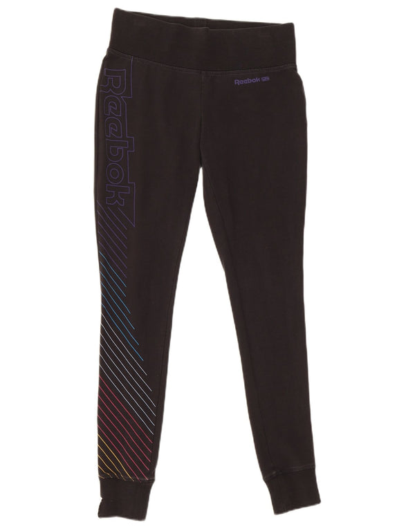 Leggings grafici da donna Reebok UK 10 Small Black Striped Cotton