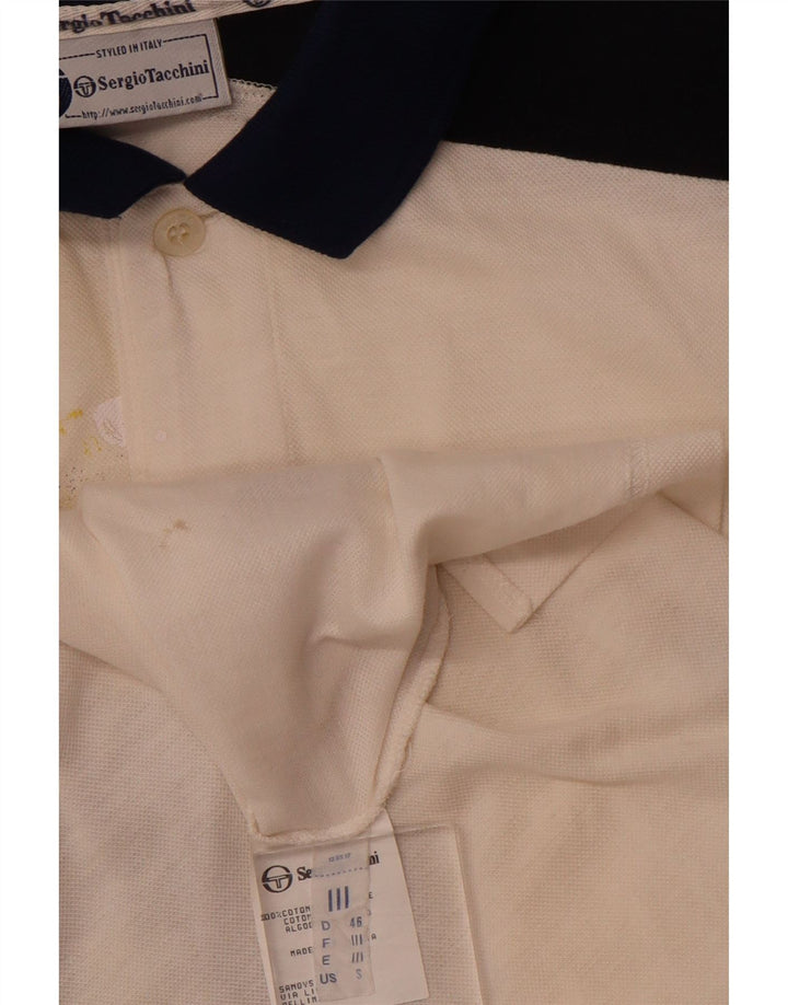 SERGIO TACCHINI Polo grafica da uomo piccola in cotone color block bianco