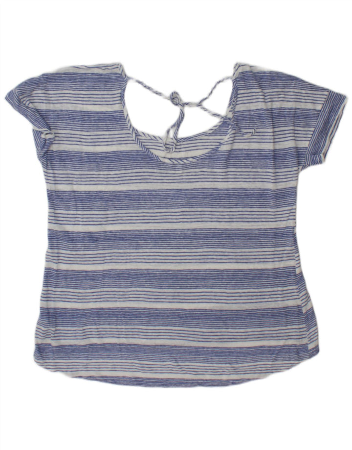 Fat Face Womens Blouse Top UK 16 Large  Blue Striped Linen