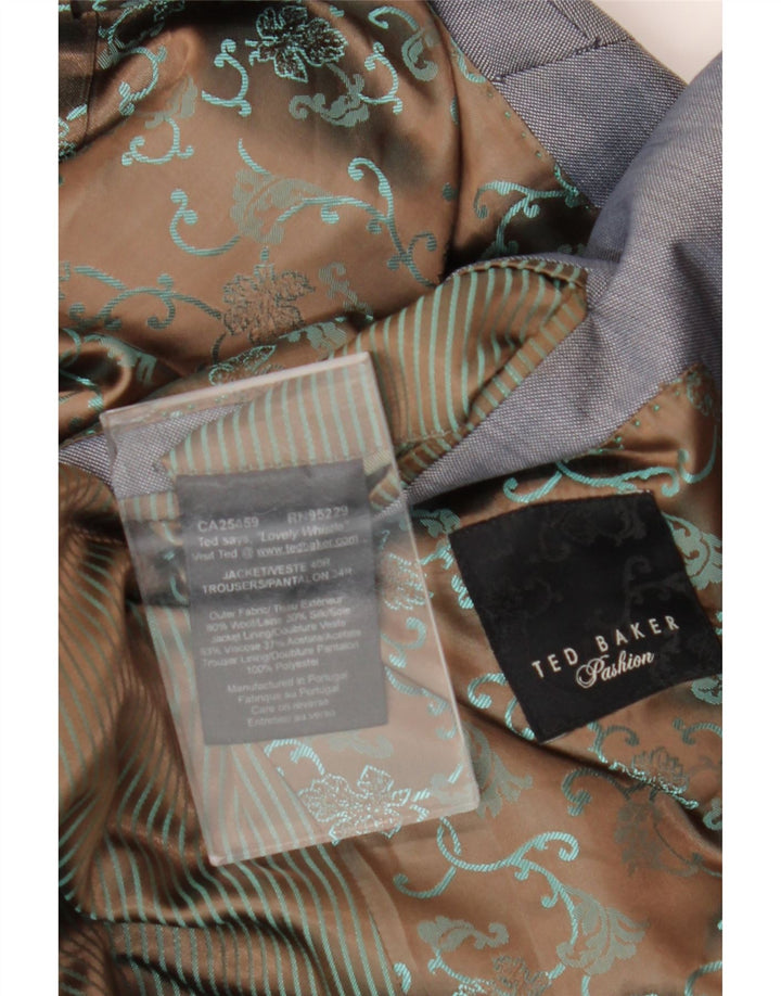 Giacca blazer da uomo a 1 bottone Ted Baker UK 40 grande lana blu
