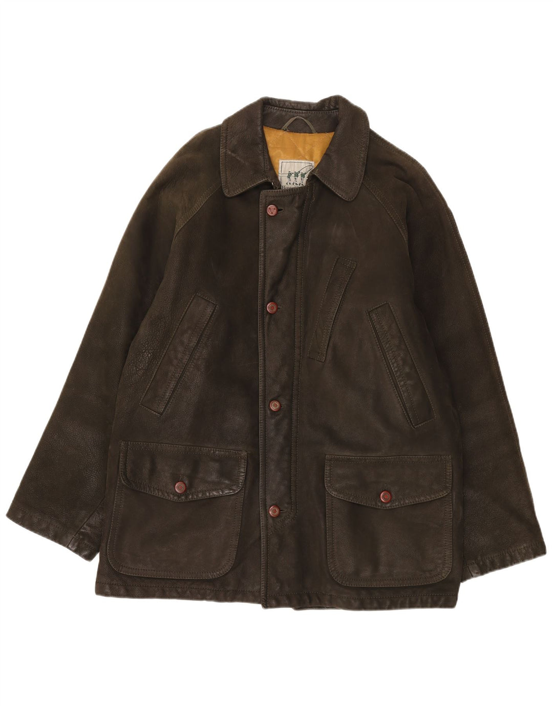Cappotto giacca a vento in pelle da uomo Henry Cottons IT 50 grande in pelle marrone